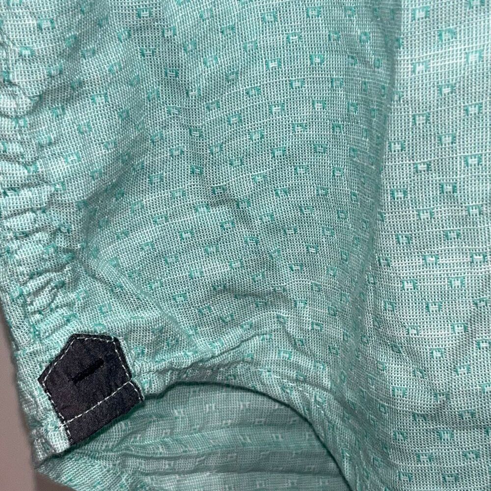 Nickel & Iron Men's Teal Textured 100% Cotton Short Sleeve Button Up Shirt Large - Picture 6 of 9